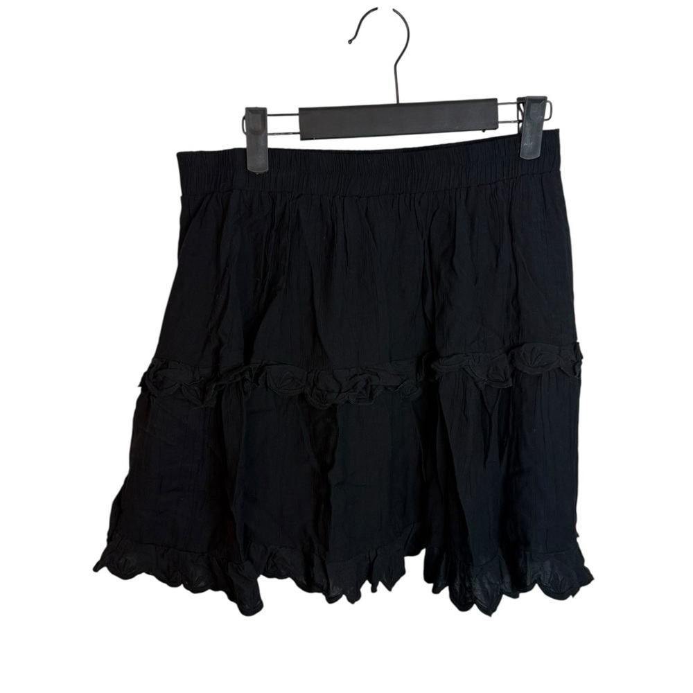 &Merci Black Ruffle Eyelet Mini Skirt